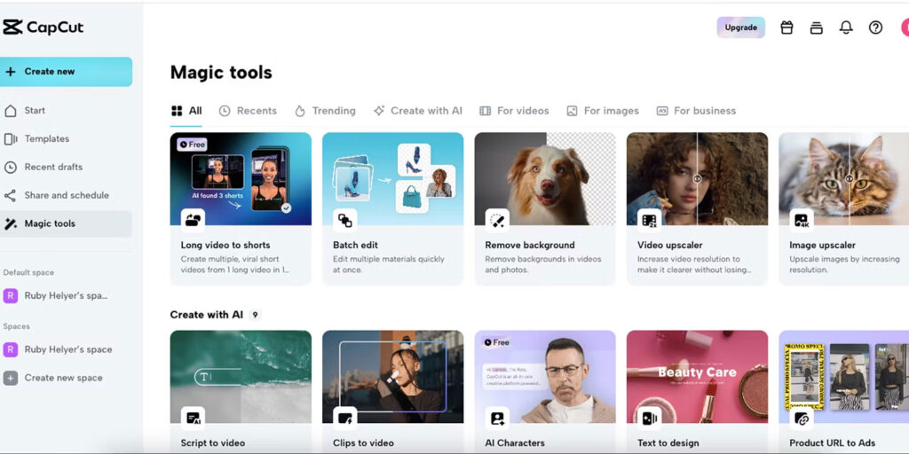 Giao diện của CapCut Pro